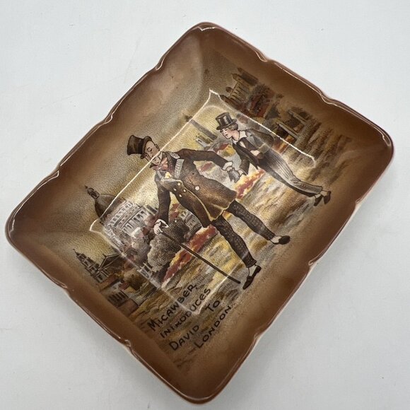 Charles Dickens Trinket Dish Brown 4" David Copperfield Micawber London British - Picture 7 of 16
